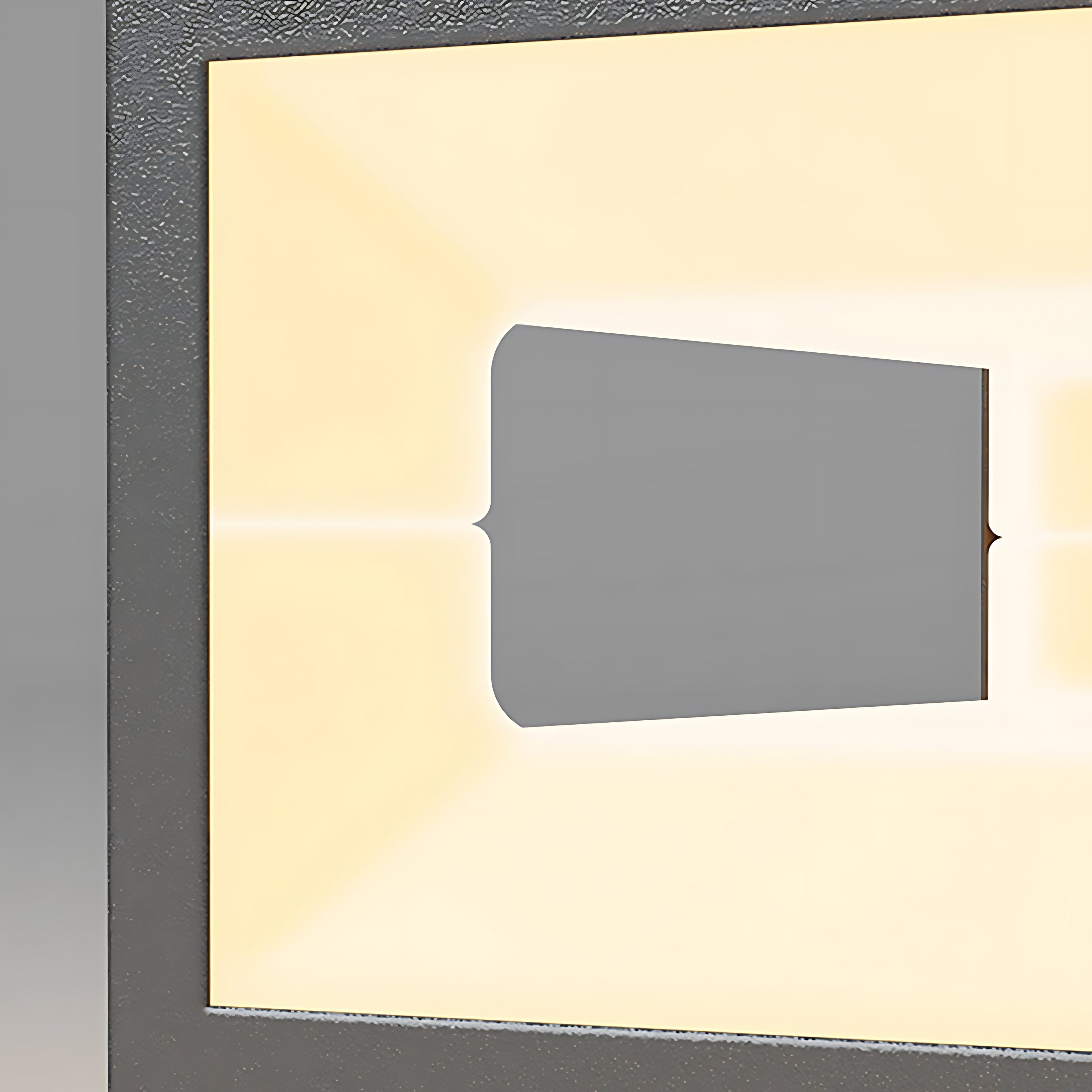 Hollow square pillar light with a detailed view of the solar panel, highlighting sustainable features.