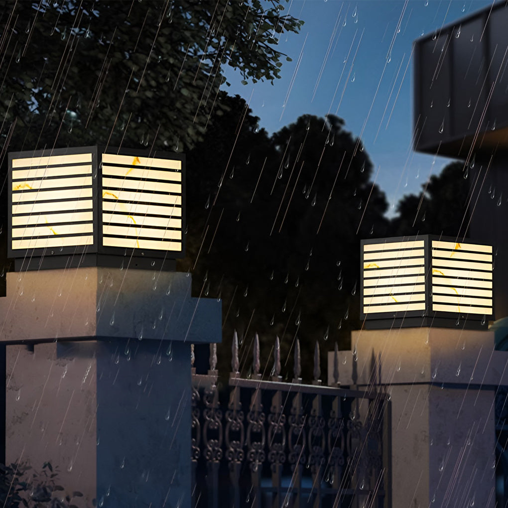Home pillar light working in rainy outdoor environment at night