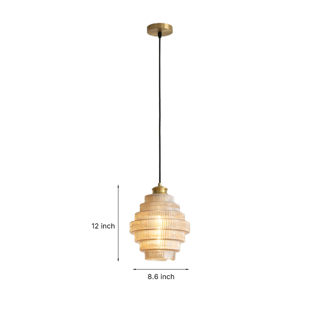 Honeycomb pendant light dimensions and installation guide, modern geometric design illustration
