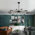 Linear Sputnik Chandelier - Black Metal, 12 Light, Modern Hanging Lights