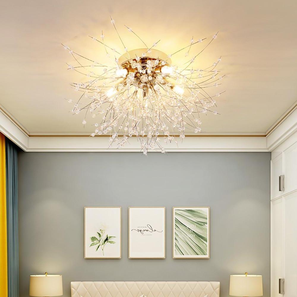 5 - Light Unique Style Design Flush Mount Lighting Metal Crystal LED Living Room Ceiling Lights