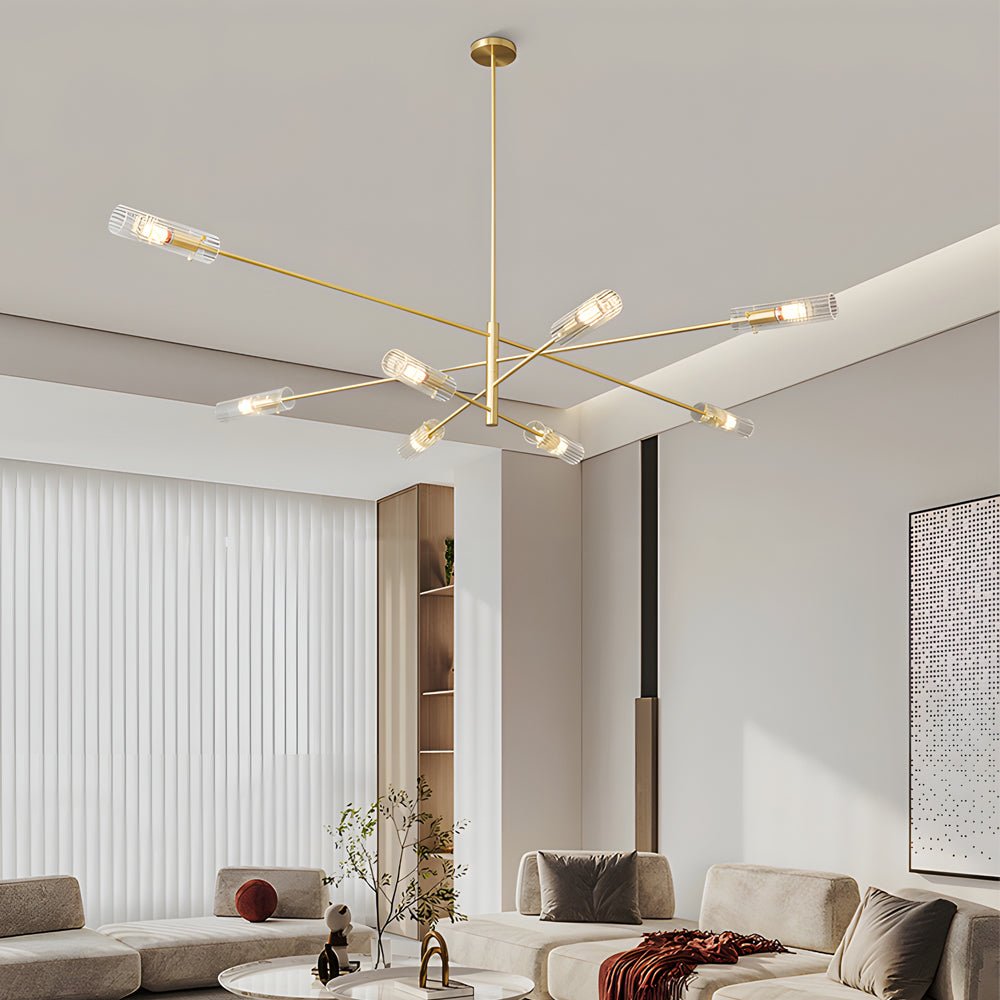 Industrial Sputnik Chandelier - Copper Linear Pendant Lights (6/8 - Light)