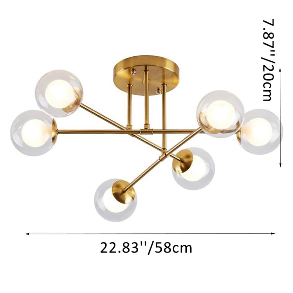 6 - light Glass Globe LED Modern Pendant Light Hanging Lamp Island Lights