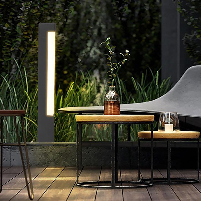 Modern Black Square Tall Aluminum LED Landscape Lighting Pathway Lights
