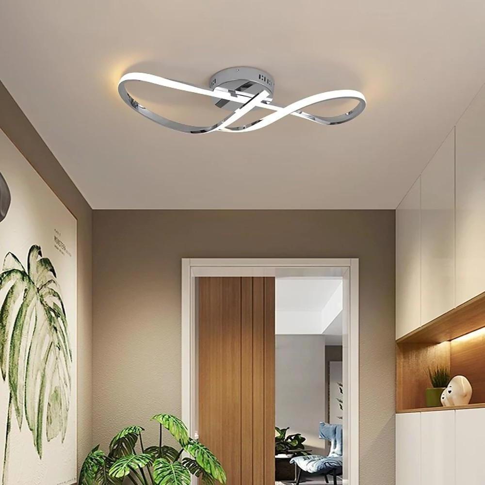 Wavy Pretty LED Nordic Linear Dimmable Semi - Flush Mount Ceiling Light