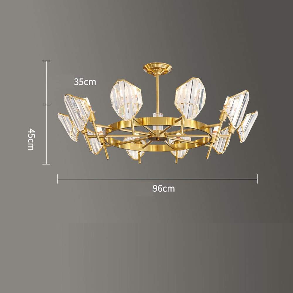 Brass Ring Frame Crystal Chandelier - Gold Metal, Crystal Accents Pendant Lights