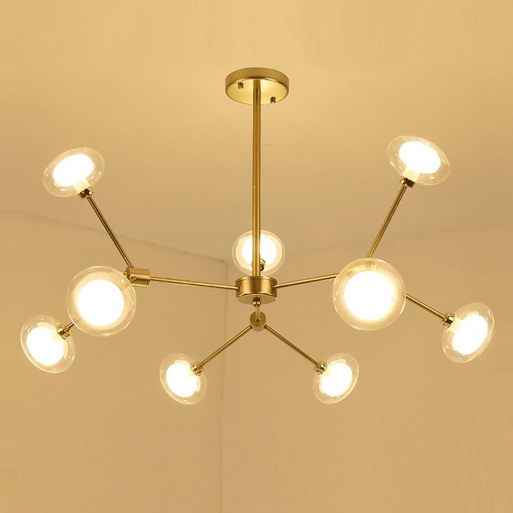 9 - light Glass LED Nordic Sputnik Chandeliers Hanging Ceiling Lights