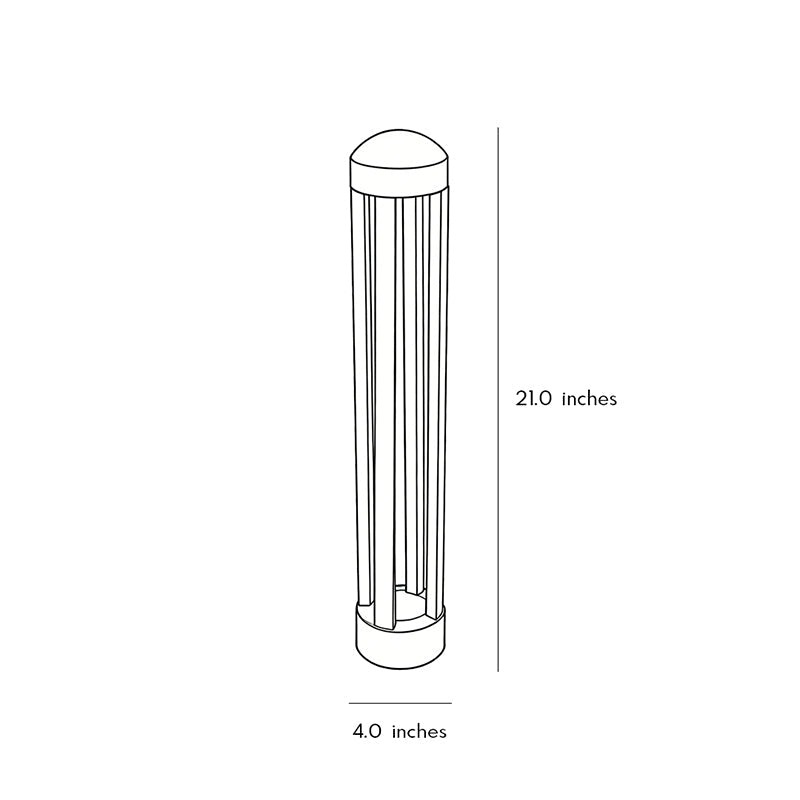 Technical diagram showing dimensions and structure of landscape bollard lights models.
