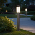 Bottom view of a lantern bollard light showing mounting base and vertical supports