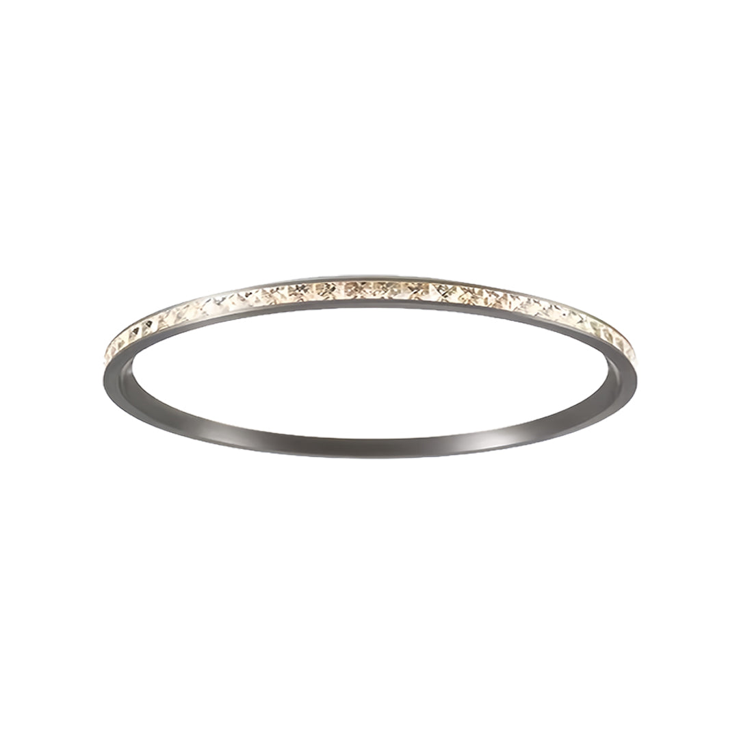 Large round flush mount LED light with sparkling crystal accents for elegant ceiling lighting