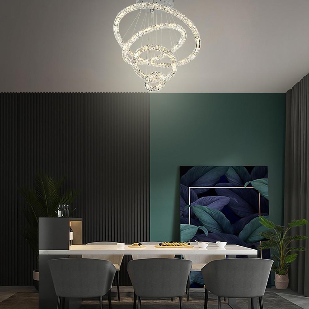 3/4 - Light LED Tiered Chandelier LED Crystal Ring Hanging Pendant Light