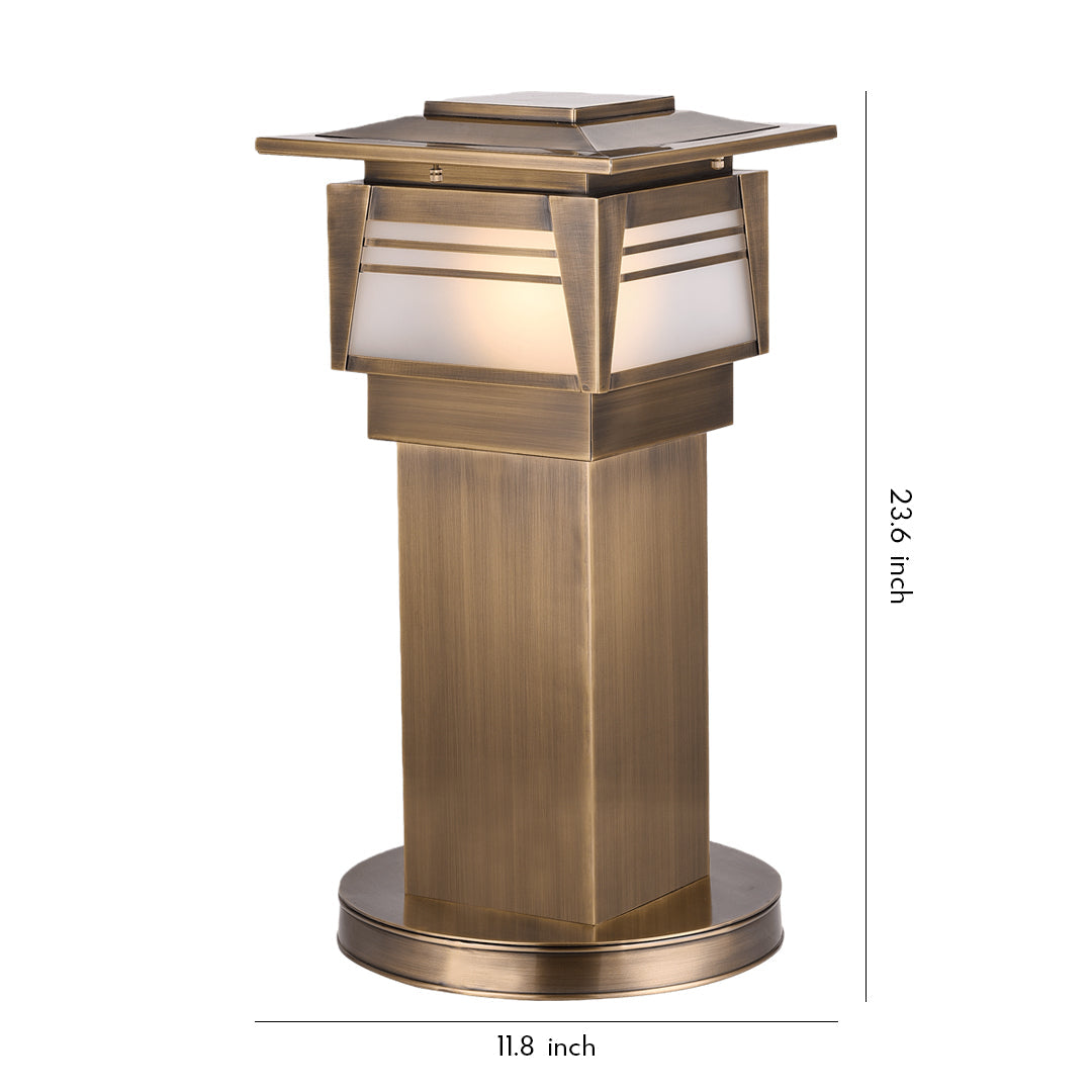 LED bollard garden lights with square layered top design, shown as a standalone outdoor lighting fixture on a clean background.