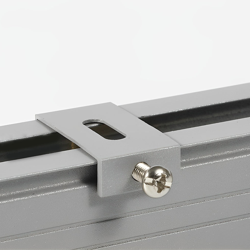 LED building facade lighting fixture close up showing adjustable mounting brackets and bright LED chips.