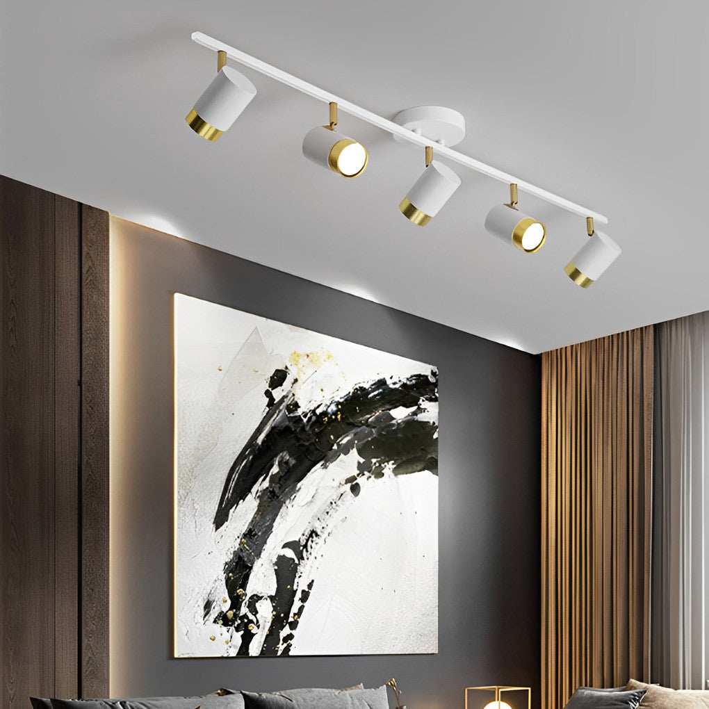 LED ceiling track spotlights with a minimalist design, installed in a contemporary hallway.
