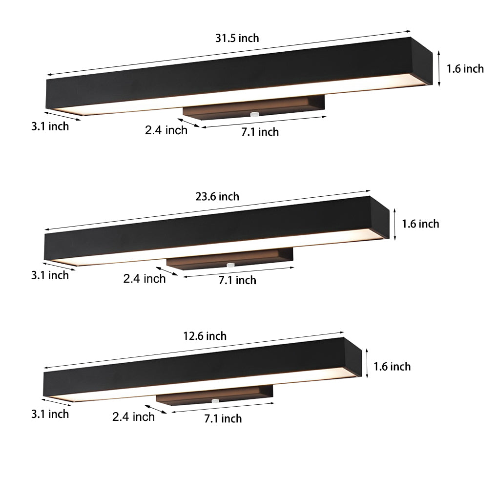LED linear wall light size comparison diagram, illustrating different length options for versatile modern wall lighting applications.