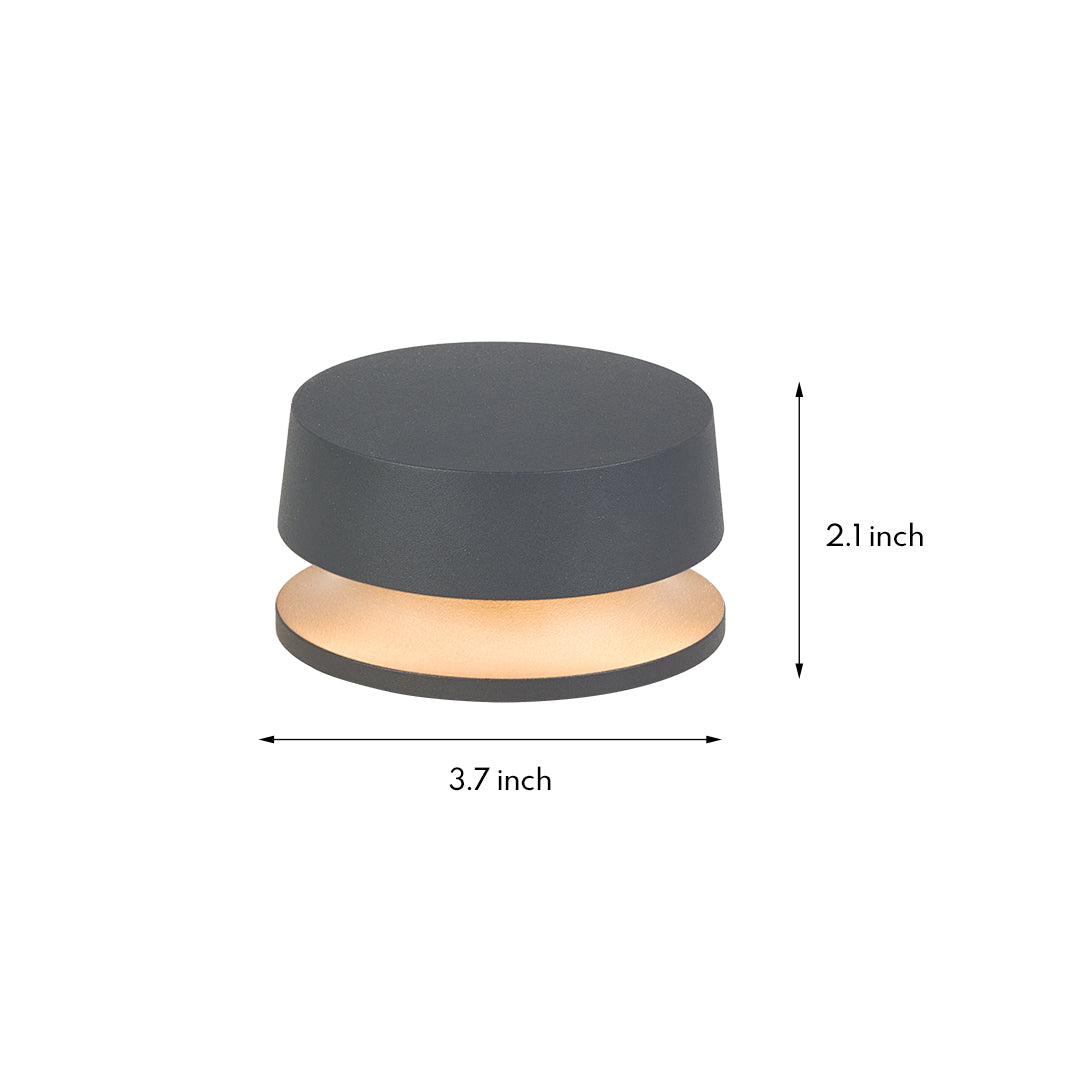 LED outdoor landscape lights with size dimensions shown, illustrating compact proportions for pathway and garden installation.