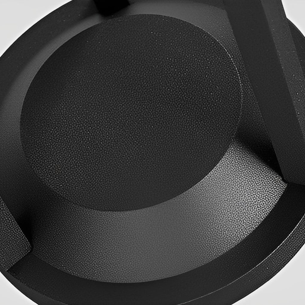 LED solar bollard lights in black, front view of the minimalist design.
