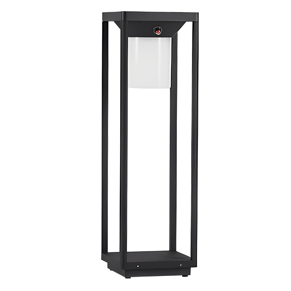 LED solar bollard lights with a close-up of the light and texture.