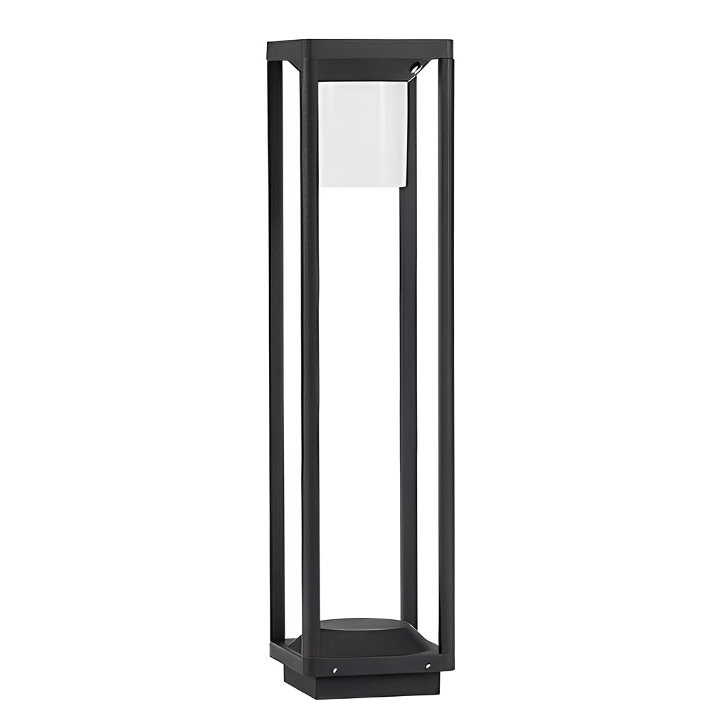 LED solar bollard lights with a close-up of the top solar panel.