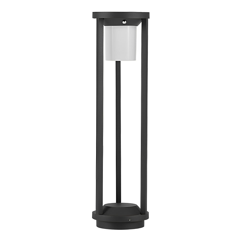 LED solar bollard lights dimensions, side view with height and width details.