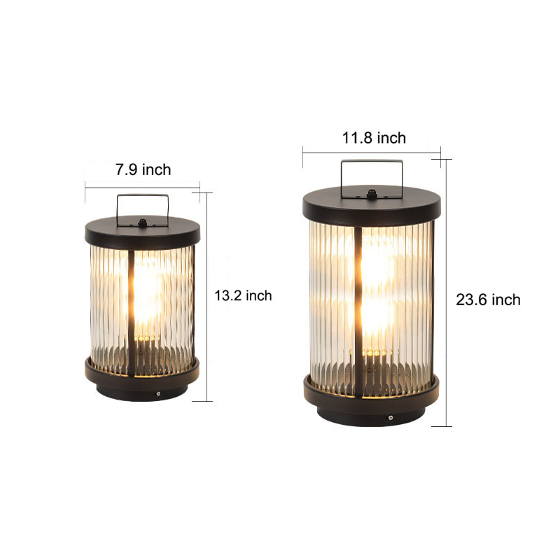 Illuminate your outdoor space with LED solar lanterns outdoor glass cylindrical portable lamp, energy-efficient, waterproof, and easy to carry.
