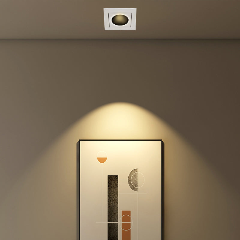 LED spotlights bulbs displayed on a white ceiling, showcasing modern design.