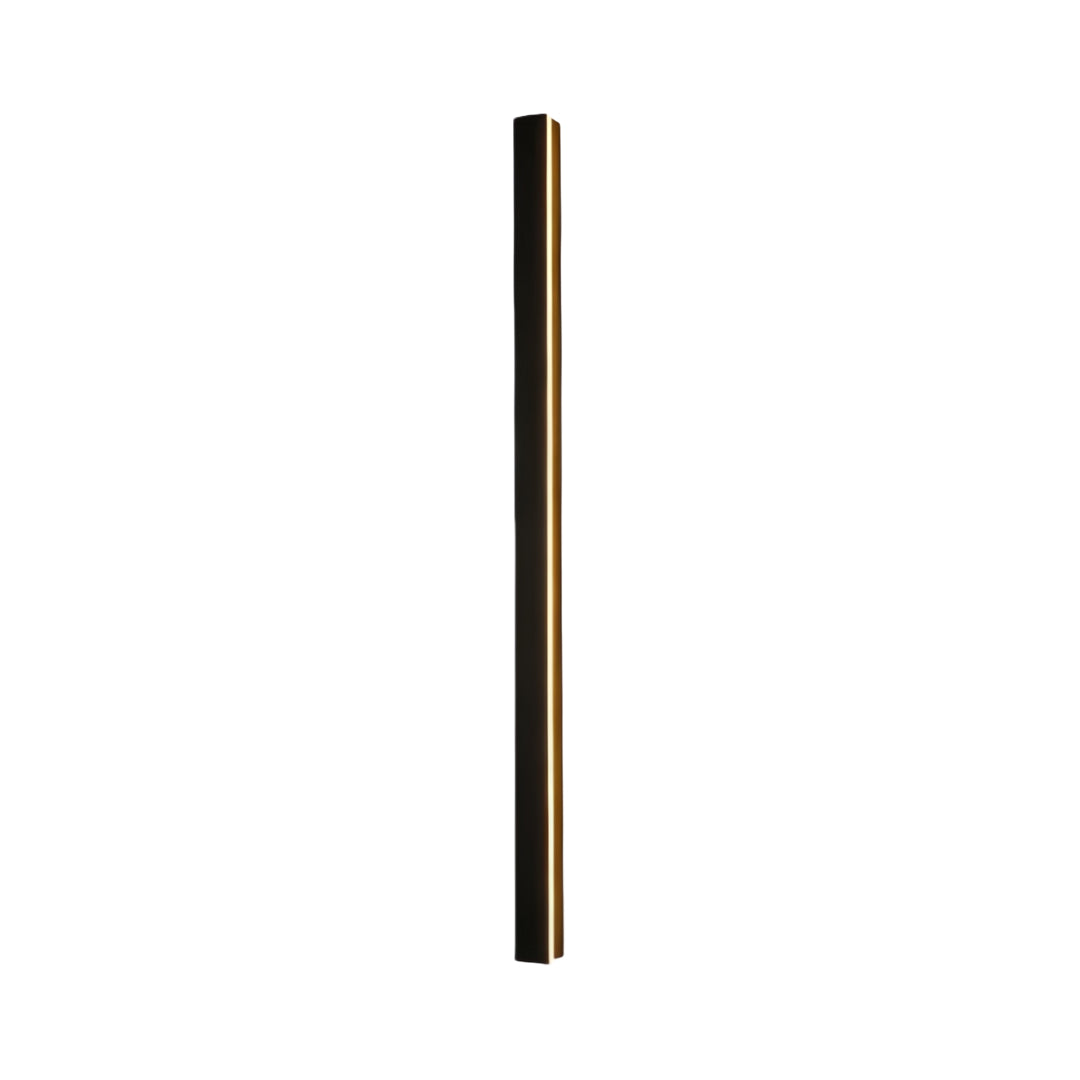 Long black outdoor lights with LED strips, mounted on a white wall for clean and modern outdoor lighting.