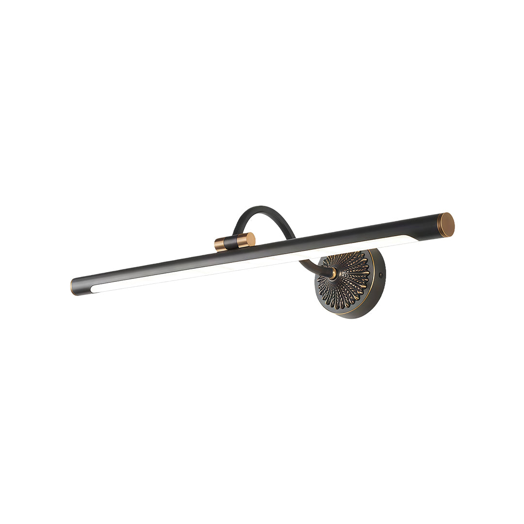 LED vanity bathroom lights with a brass finish, showcasing a minimalist and functional design.