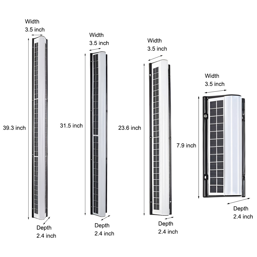 LED wall solar light with dimensions slim and modern design.