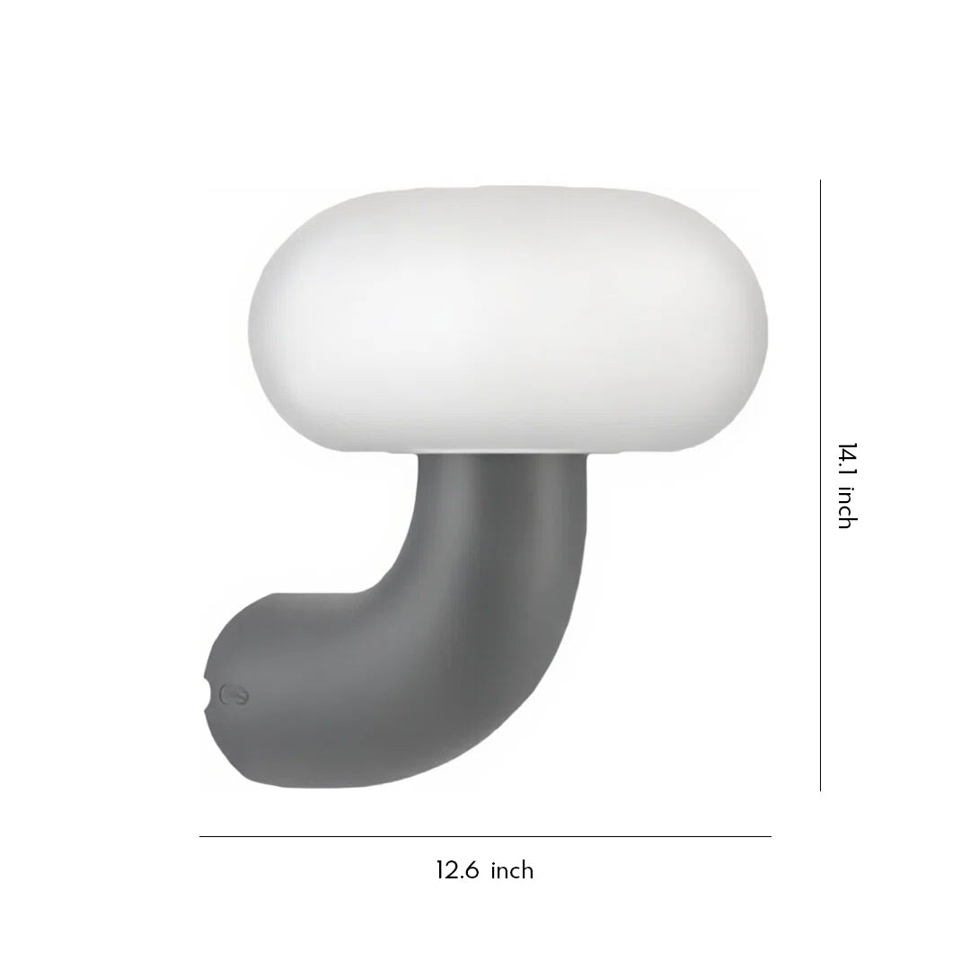 Modern curved light outdoor wall sconce with soft white dome diffuser displayed on a clean neutral background.