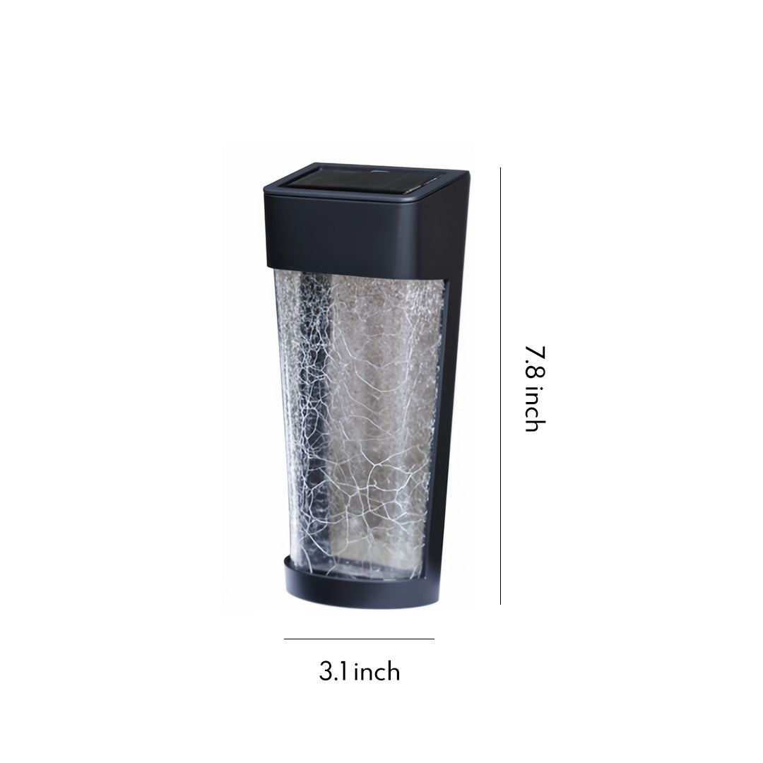 A modern rectangular outdoor wall lantern with textured glass, providing stylish and functional lighted outdoor wall decor for contemporary homes.