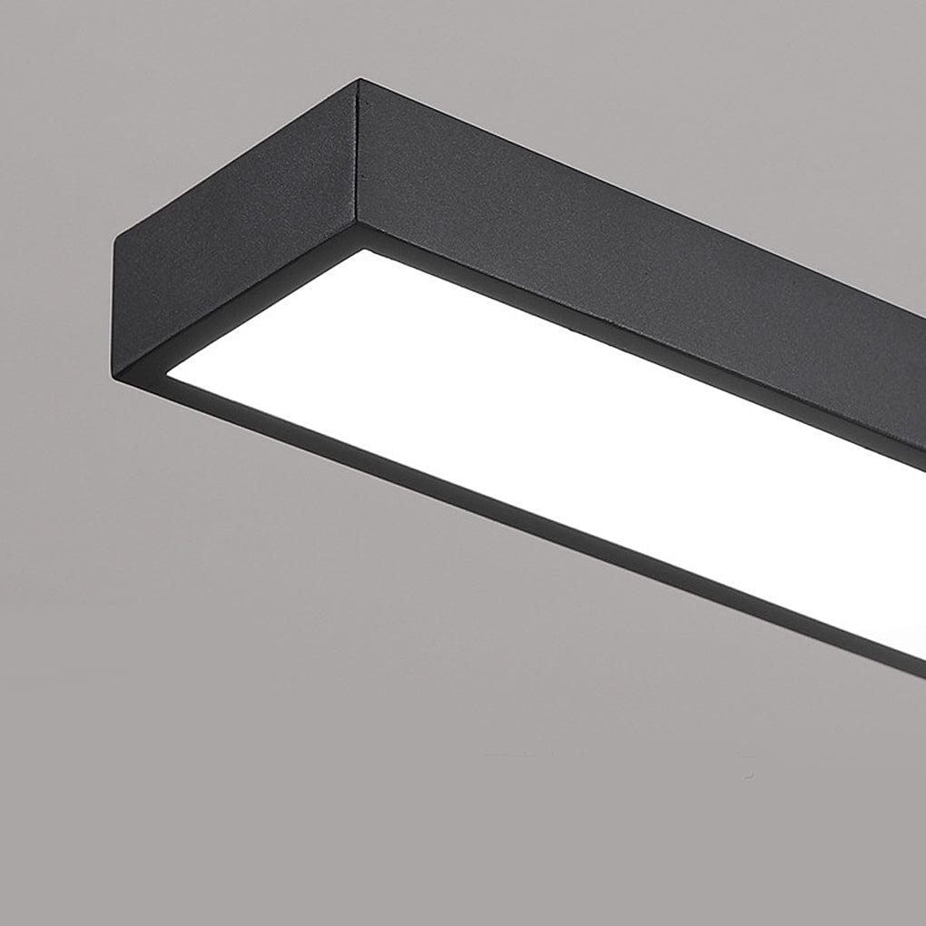 Linear ceiling pendant light fixture close-up detail