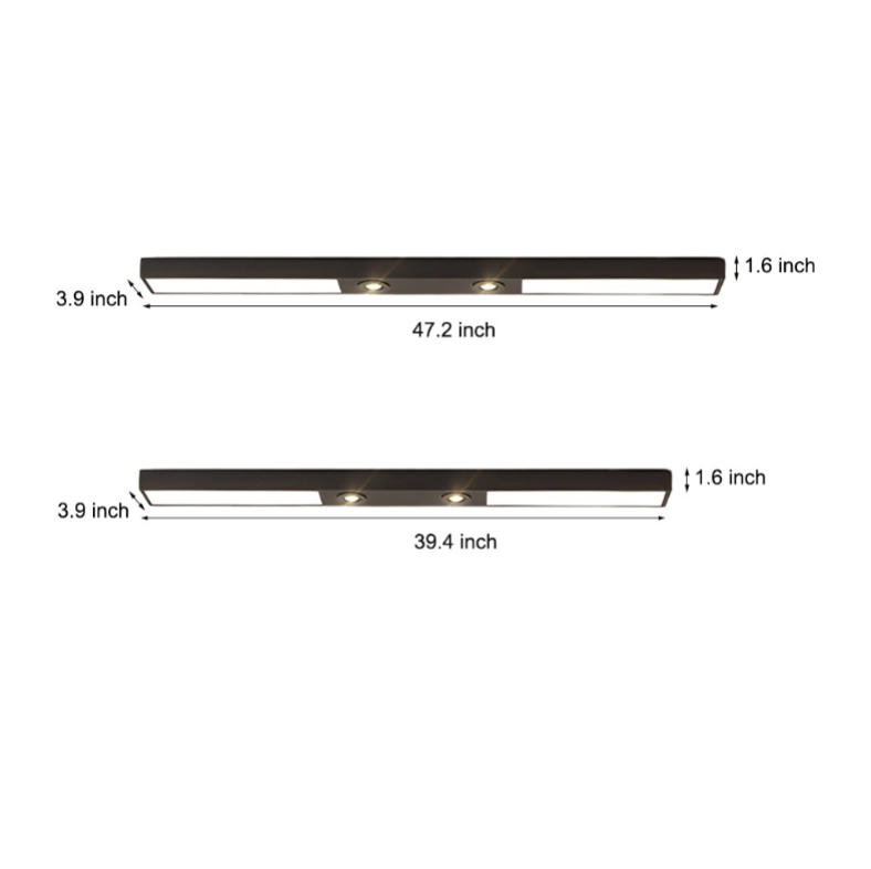 Linear ceiling pendant light size and dimensions reference