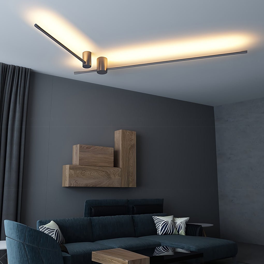 Linear LED wall light installed at room corner