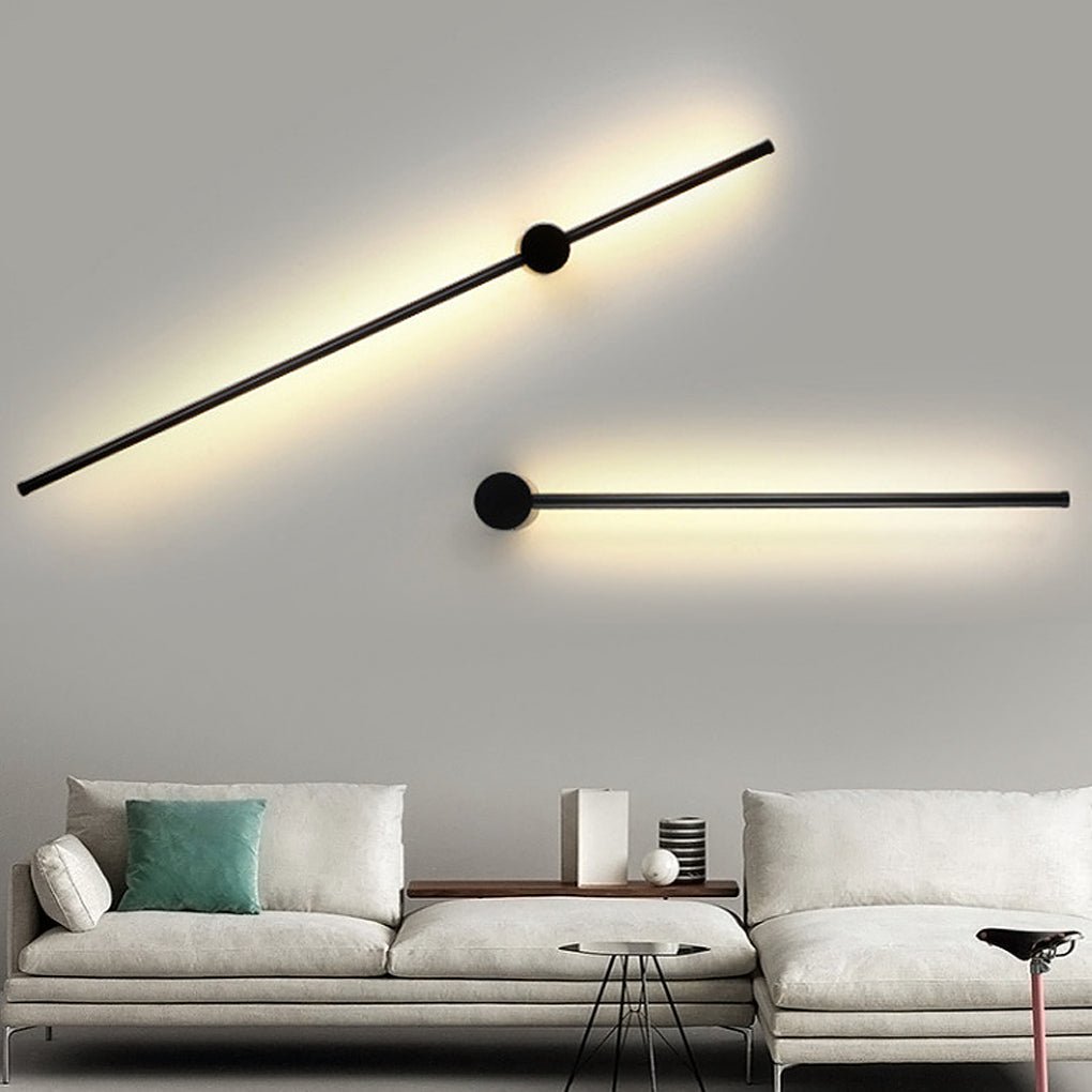 Minimal linear LED wall lights in living room