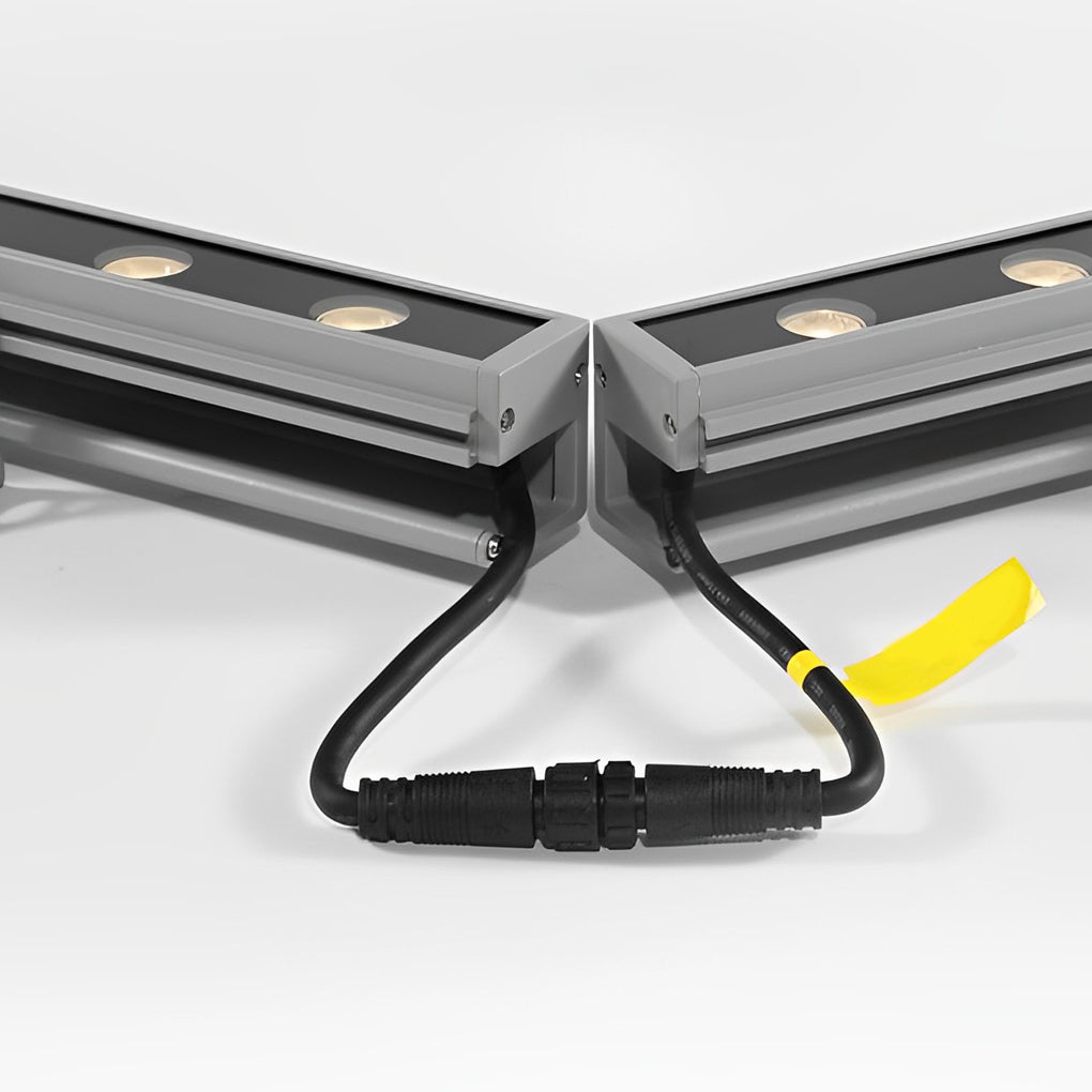 Close up of linear LED wall washer mounting bracket, showcasing its sturdy and adjustable design.