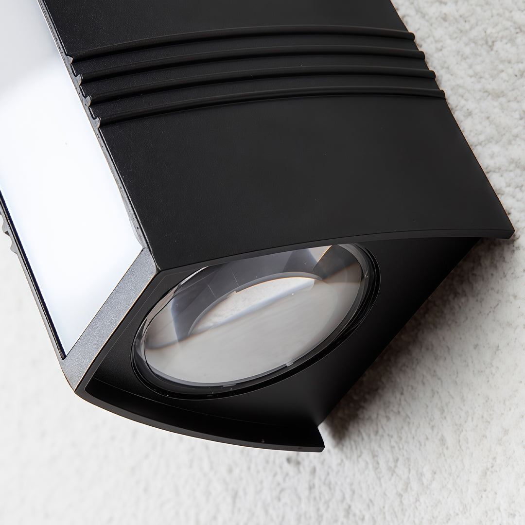 Linear up down wall light detail showing soft dual-direction LED beam pattern on wall surface.