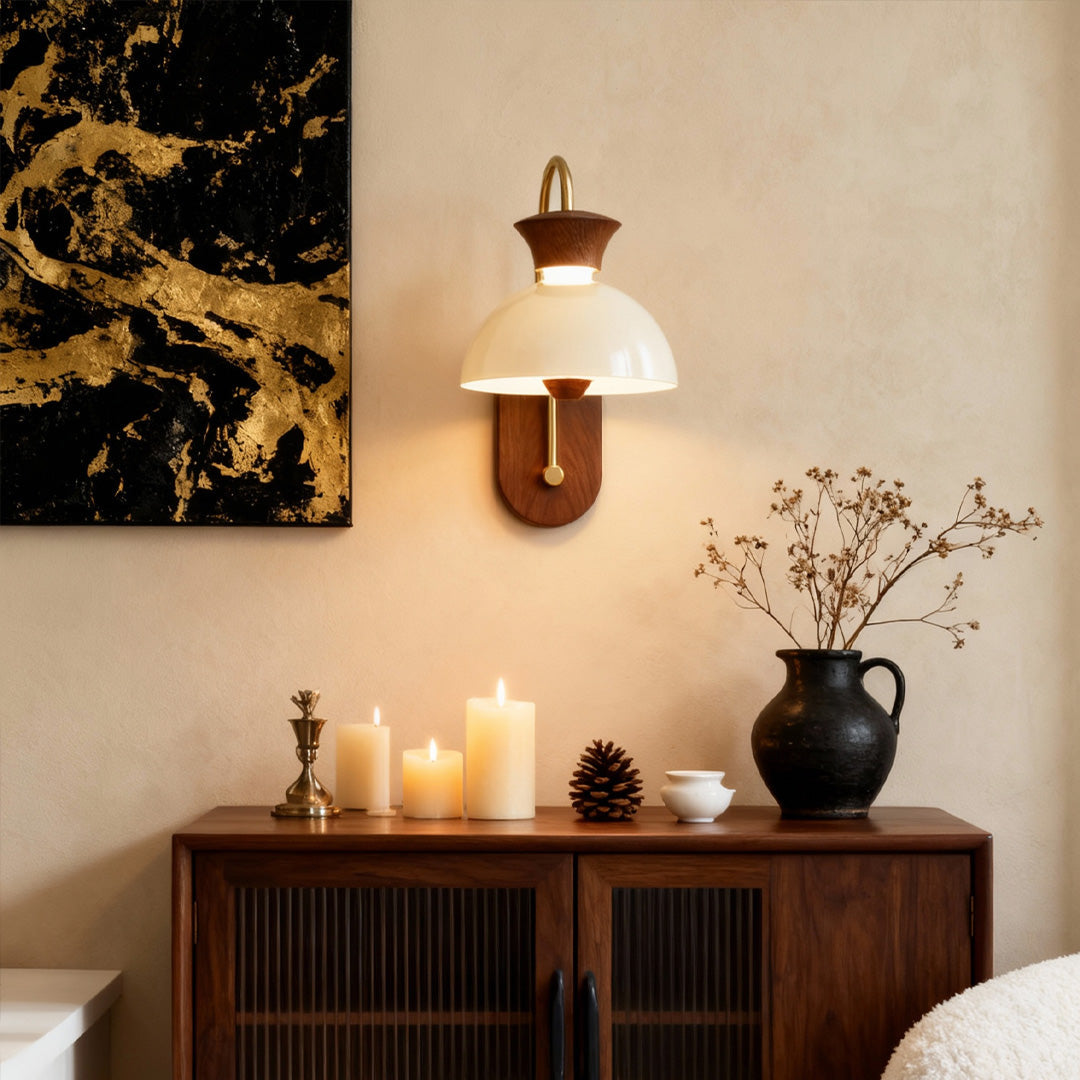 Solar lights outdoor wall displayed in a warm living space with candles and décor accents.
