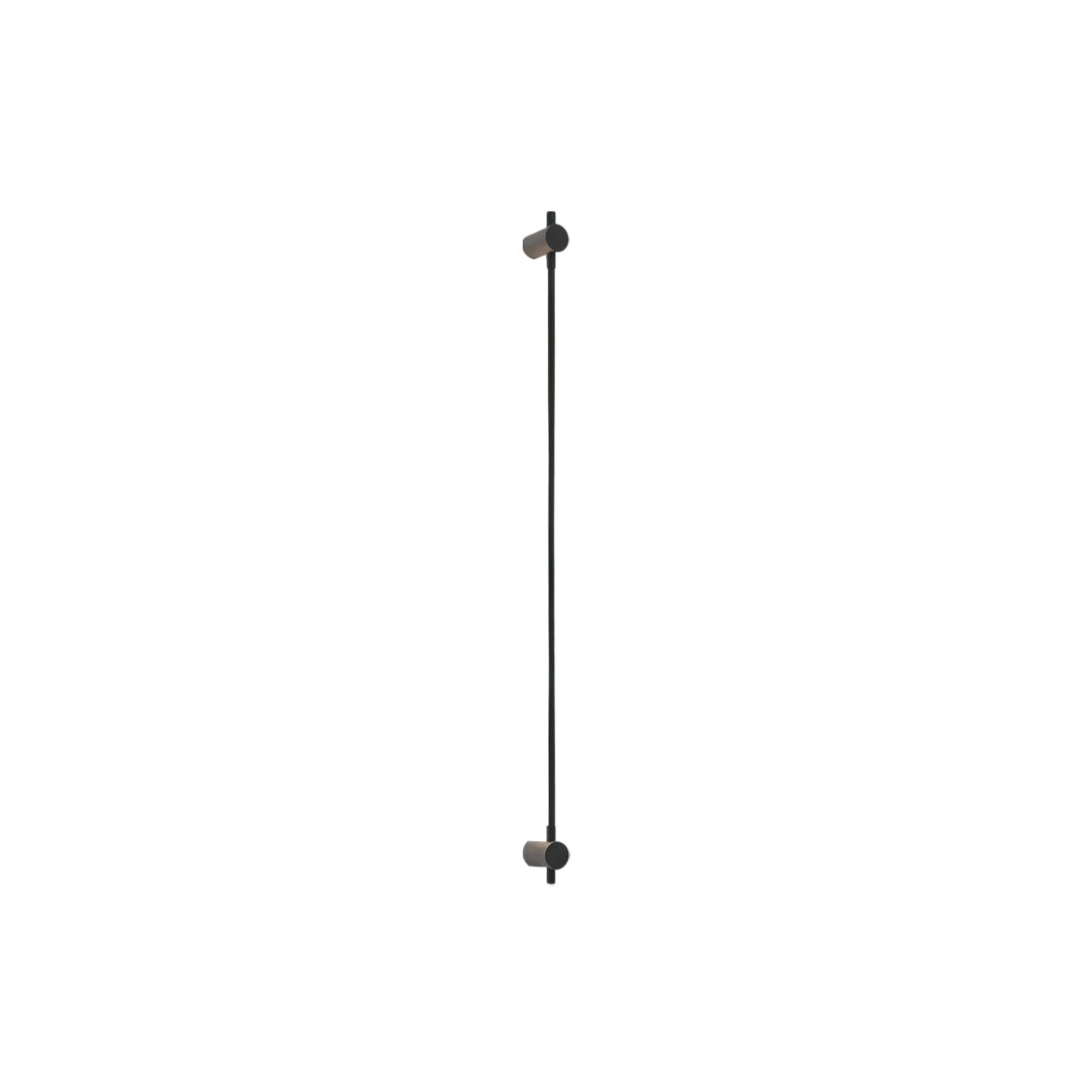Black long linear wall sconce featuring sleek vertical LED tube and modern mounting hardware.