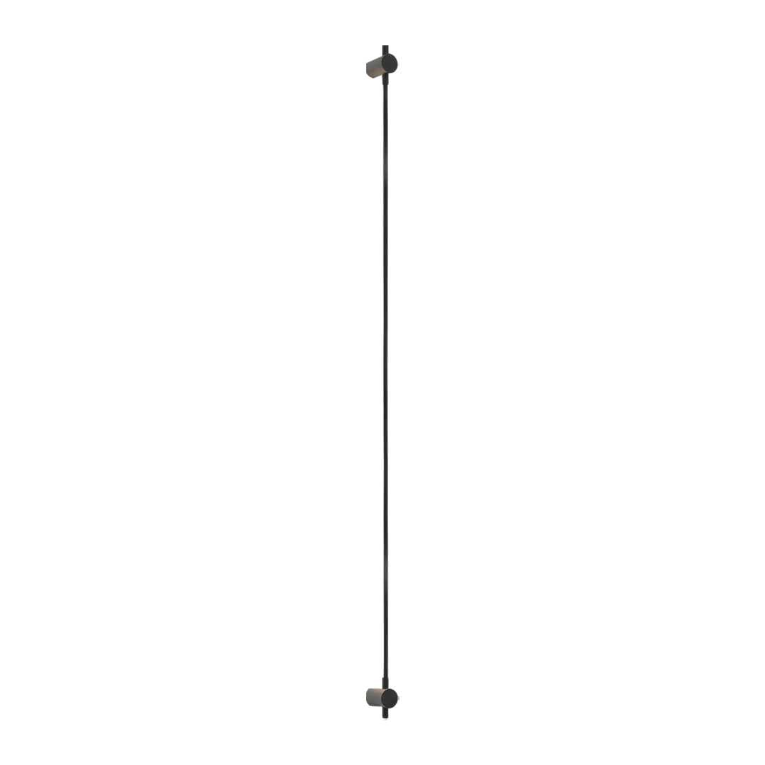 Modern black long linear wall sconce featuring elegant vertical LED tube wall lighting design.