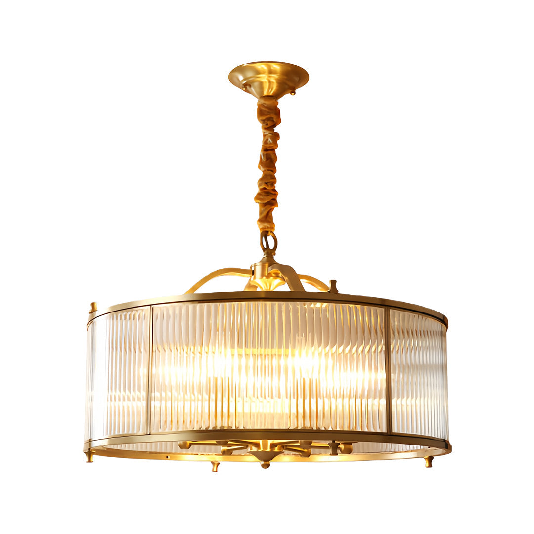 Luxurious brass semi flush mount ceiling light featuring vertical glass tube design and brass accents