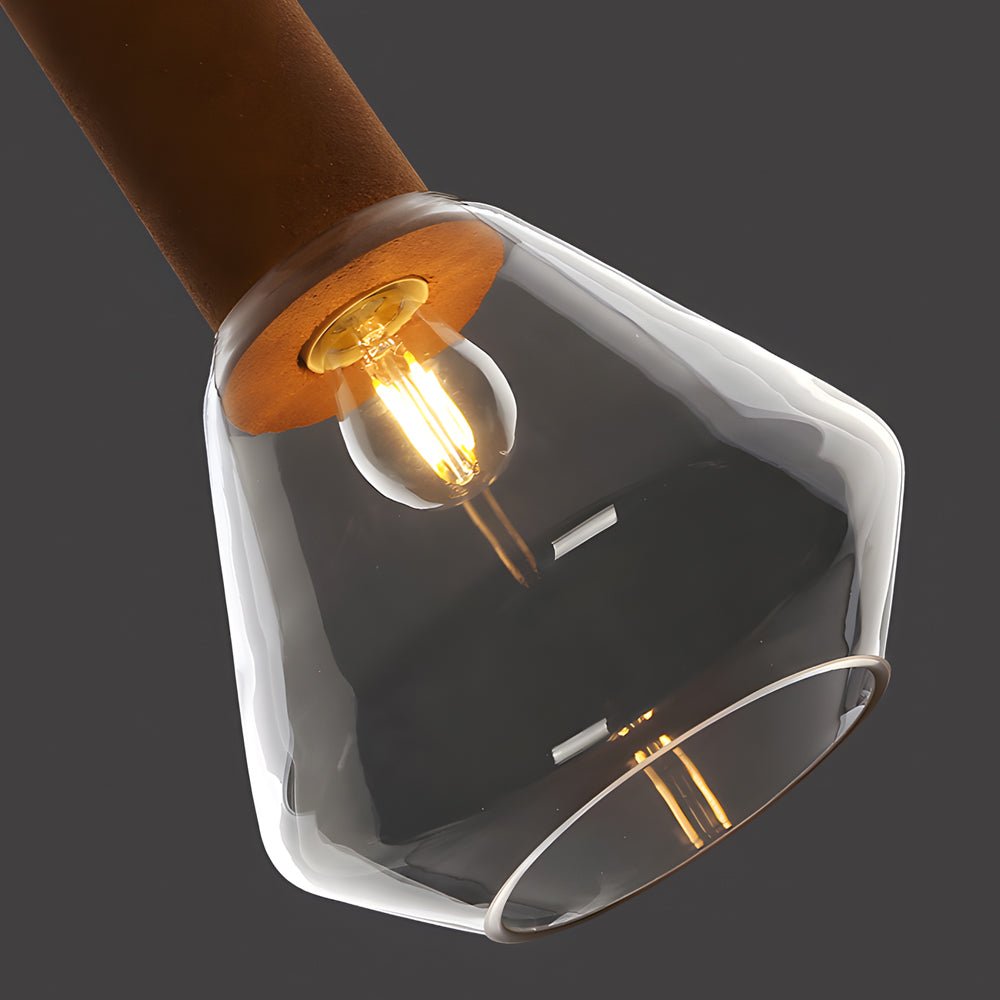 Luxury Copper Glass Jar 1 - Light Wood Pendant Light Ceiling Hang Fixture Cork Diamond Glass Suspended lights