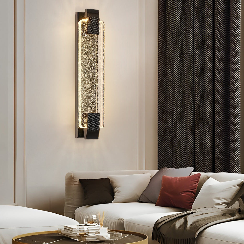 Luxury modern wall lights living room enhancing a contemporary living room with a gray sofa and elegant decor.