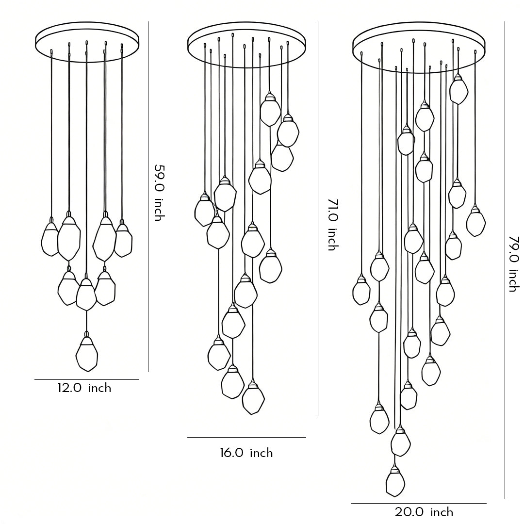 Luxury staircase chandelier with a minimalist design, perfect for modern interior spaces.
