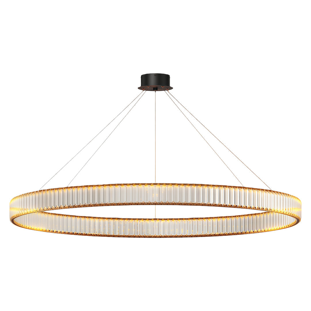 Modern luxury chandeliers with matte black and single circular crystal rod configuration