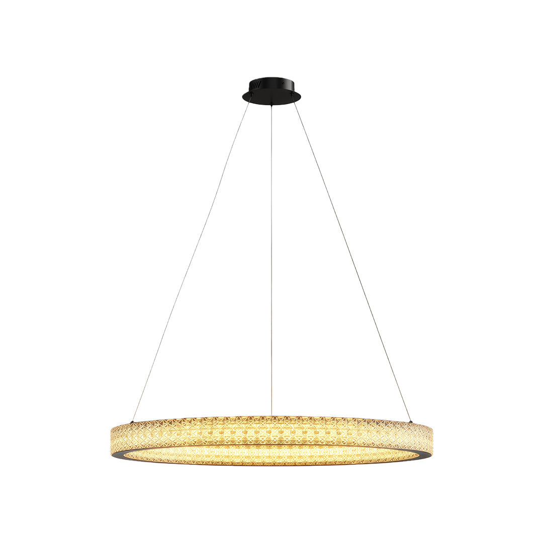 Modern luxury chandeliers in matte black with single-tier crystal ring arrangement