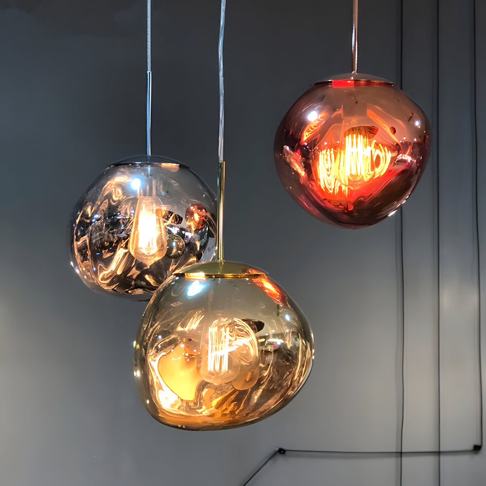 Melt pendant lights arranged in a clustered hanging installation
