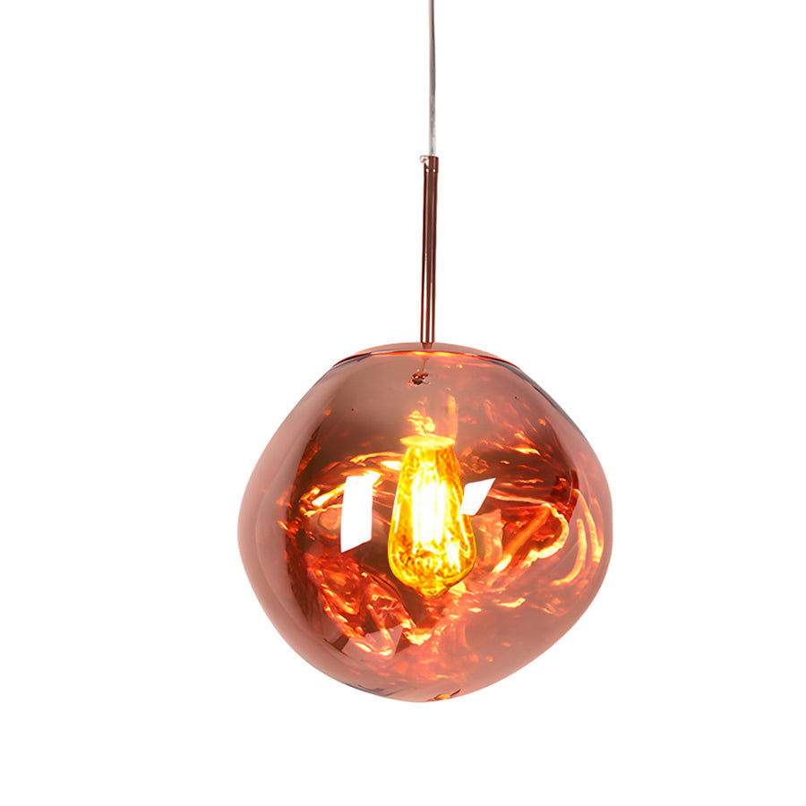 Silver finish melt pendant light isolated on white background