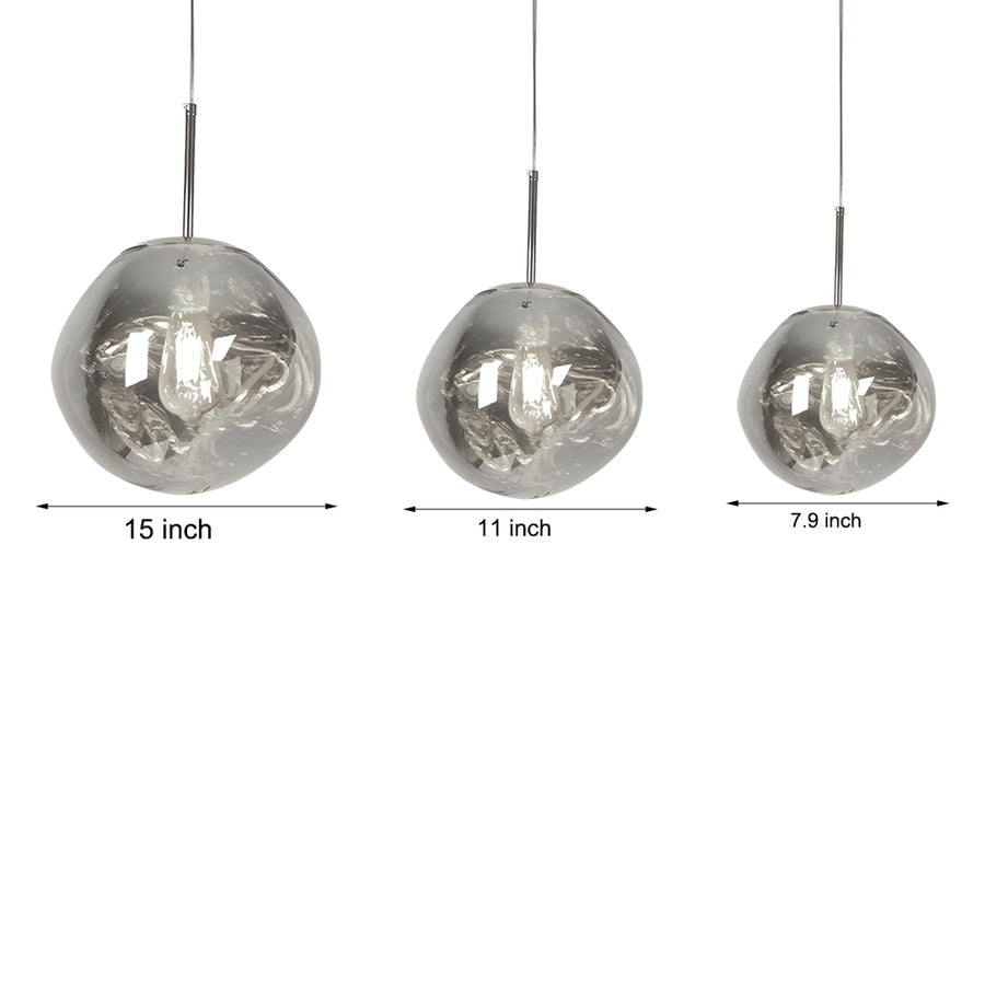 Melt pendant light showing available sizes and dimensions