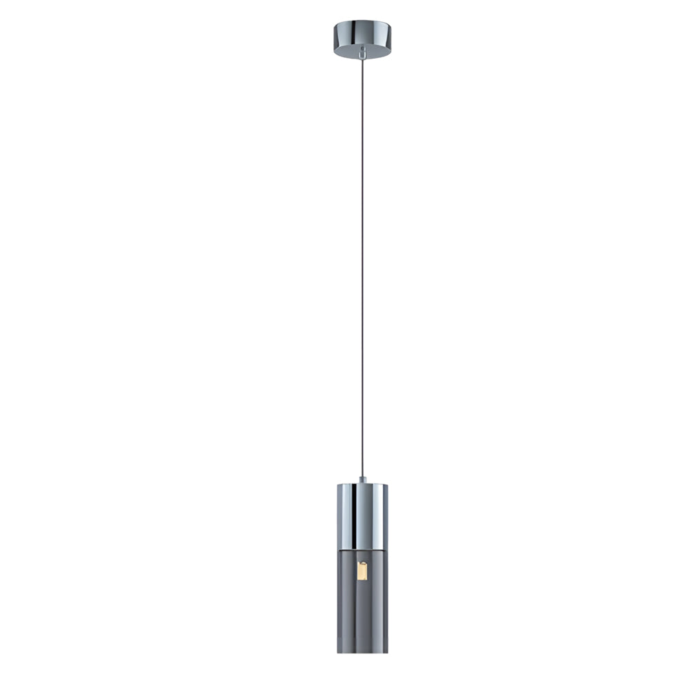 Front view of a mini black pendant light isolated on white